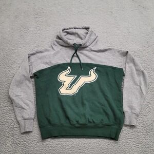 USF Bulls Sweatshirt Womens‎ Small Gray Funnel Neck NCAA Collage Football Logo